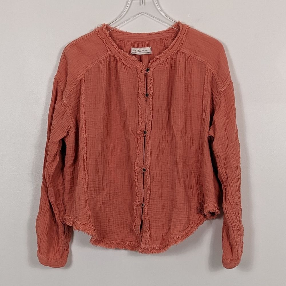 We The Free People Moving Mountains Gauze Button Front Shirt Women's XS